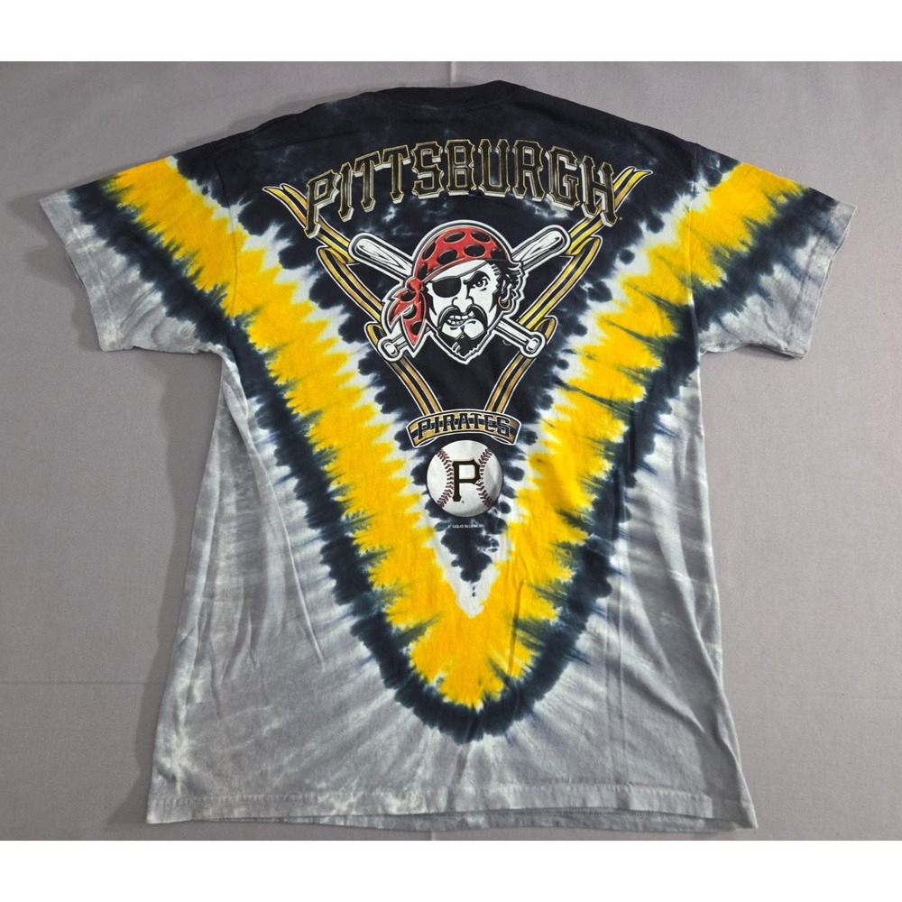 Liquid Blue Shirt Mens Large Yellow Black Tie Die Pittsburg Pirates MLB Y2K